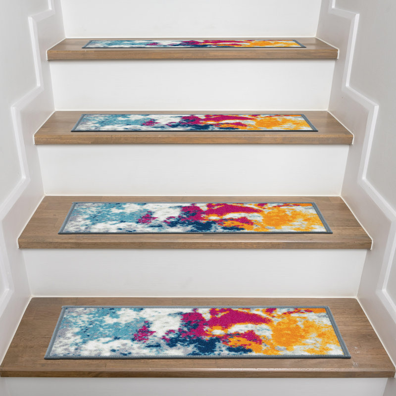 Latitude Run® Modern Abstract NonSlip Stair Treads (Set Of 13) 8.6" X